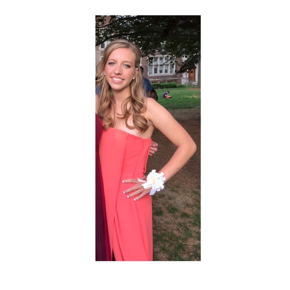 Coral Strapless Prom Dress BCBG - Picture 5 of 8